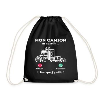 Mon camion m' appelle humour routier routière - Sac de sport léger - noir - Devant