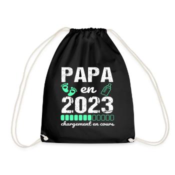 Papa en 2023 annonce naissance cadeau futur père - Sac de sport léger - noir - Devant