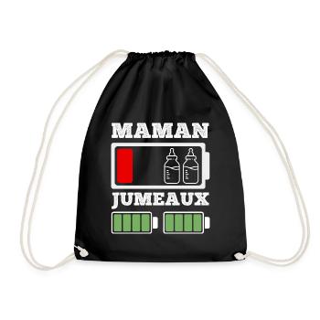 Maman de jumeaux humour batterie faible mère - Sac de sport léger - noir - Devant