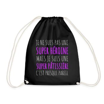 Super pâtissière super héroïne humour cadeau - Sac de sport léger - noir - Devant