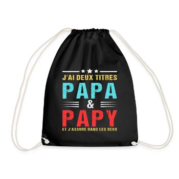 J'ai deux titres papa et papy cadeau fête des père - Sac de sport léger - noir - Devant