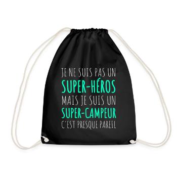 Super campeur super-héros humour camping cadeau - Sac de sport léger - noir - Devant