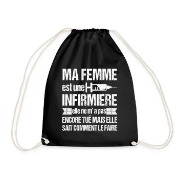 Ma femme est infirmière humour marié infirmiere - Sac de sport léger - noir - Devant