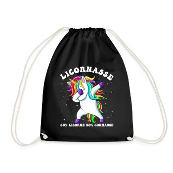 Licorne humour femme cadeau drôle - Sac de sport léger - noir - Devant
