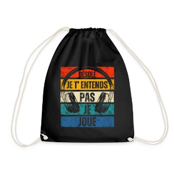 Je t' entends pas je joue humour gaming gamer - Sac de sport léger - noir - Devant