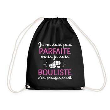 T shirt pétanque je suis bouliste cadeau femme - Sac de sport léger - noir - Devant