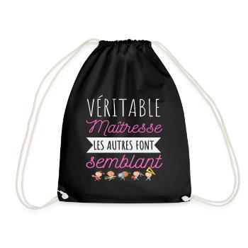 T shirt maîtresse véritable maîtresse cadeau - Sac de sport léger - noir - Devant