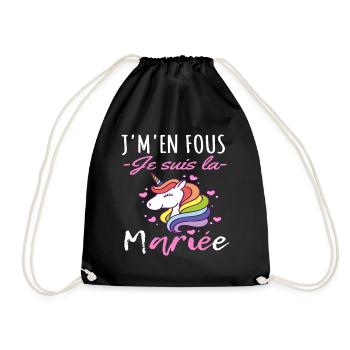J'm'en fous je suis la mariée humour evjf cadeau - Sac de sport léger - noir - Devant