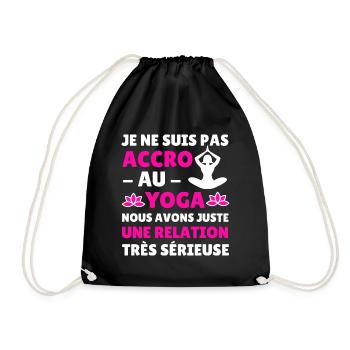 tee shirt yoga accro au yoga humour femme cadeau - Sac de sport léger - noir - Devant