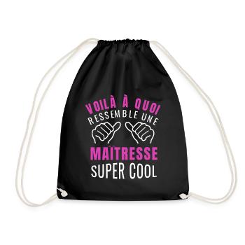 maîtresse super cool humour maitresse d' école - Sac de sport léger - noir - Devant