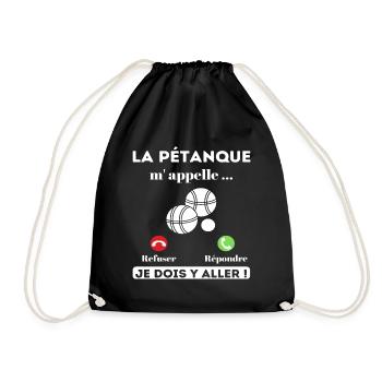 La pétanque m' appelle humour pétanque cadeau - Sac de sport léger - noir - Devant