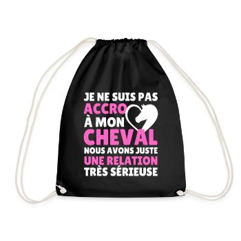 t shirt équitation humour cheval cadeau femme - Sac de sport léger - noir - Devant