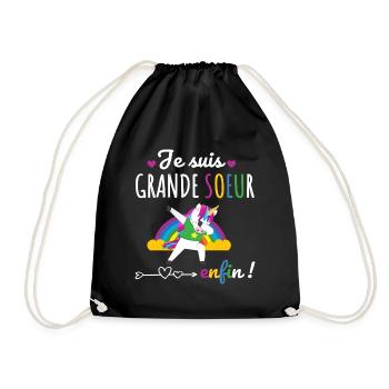 Je suis grande soeur enfin humour licorne cadeau - Sac de sport léger - noir - Devant