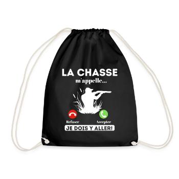 La chasse m' appelle humour chasseur cadeau chasse - Sac de sport léger - noir - Devant
