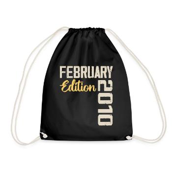 February 2010 Birthday February 2010 Retro - Drawstring Bag - black - Front