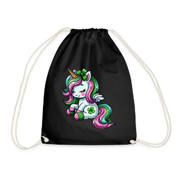 St. Patrick's Day Einhorn Feier Design - Turnbeutel - Schwarz - Vorne