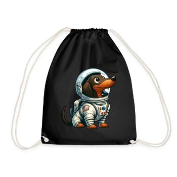 Dachshund Astronaut in Space Adventure - Drawstring Bag - black - Front