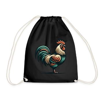 Rustic Rooster Charm - Drawstring Bag - black - Front
