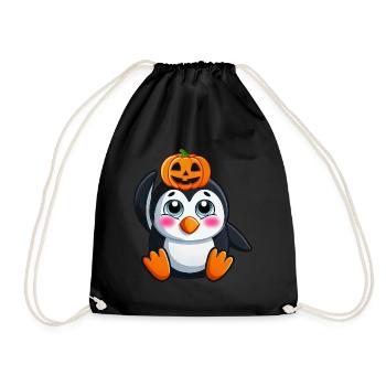 Mignon Halloween Pingouin Citrouille Dessin Animé Design - Sac de sport léger - noir - Devant