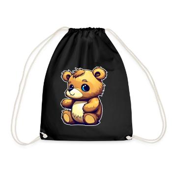 Cute Little Teddy Bear - Drawstring Bag - black - Front