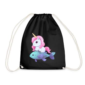 La licorne monte sur le poisson - Sac de sport léger - noir - Devant