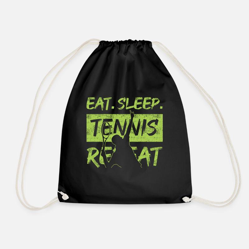 eat. sleep. tennis repeat - Drawstring Bag - black