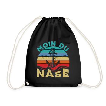 Retro Vintage Moin du Nase Seemanns Anker - Turnbeutel - Schwarz - Vorne