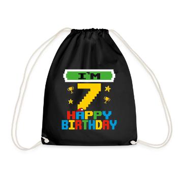 Seven 7yr 7th Birthday Happy Birthday 7 Years Old - Sac de sport léger - noir - Devant