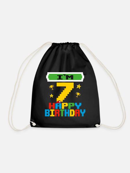 Sieben 7 Jahre 7. Geburtstag Alles Gute zum Geburtstag 7 Jahre alt - Turnbeutel - Schwarz