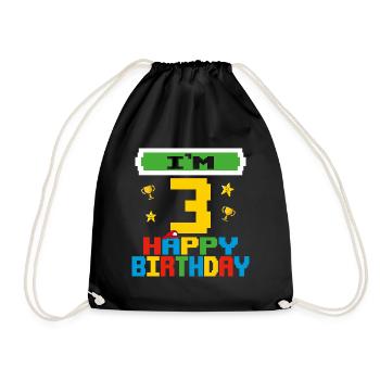 Three 3yr 3th Birthday Happy Birthday 3 Years Old - Sac de sport léger - noir - Devant