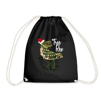 Tree Rex T-Rex Dinosaurier Weihnachts Geschenkidee - Turnbeutel - Schwarz - Vorne