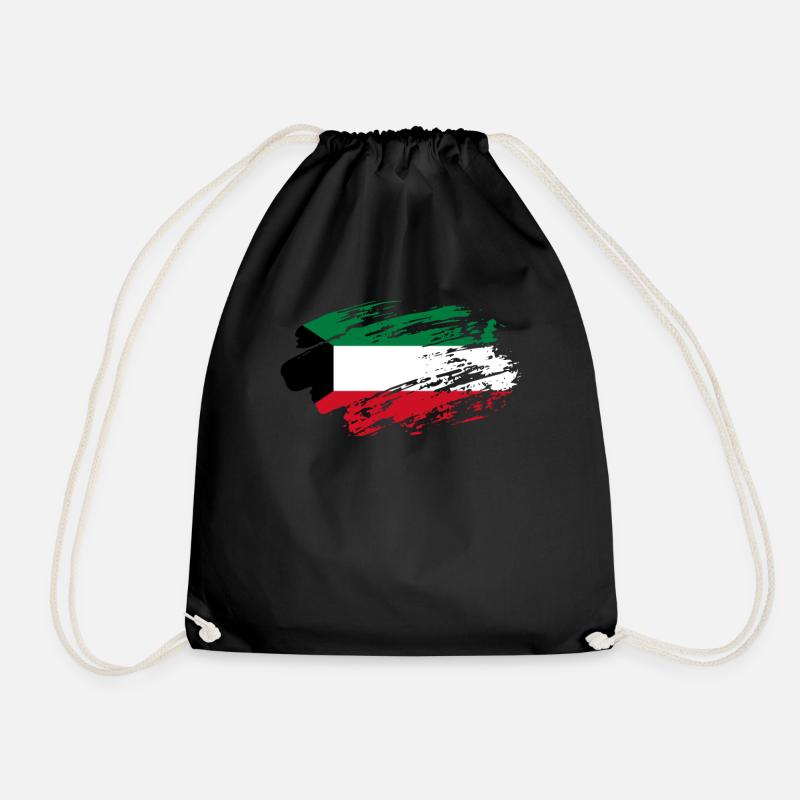 Kuwait Flag Tea - Drawstring Bag - black