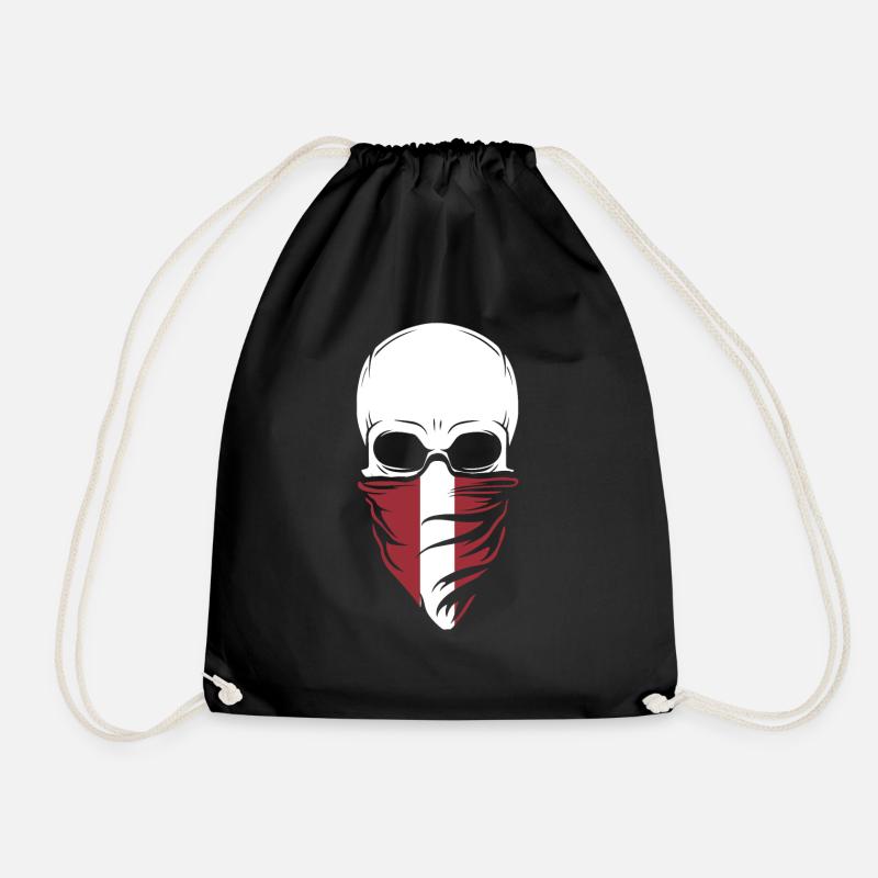 Latvia Skull Tshirt - Latvia - Turnbeutel - Schwarz