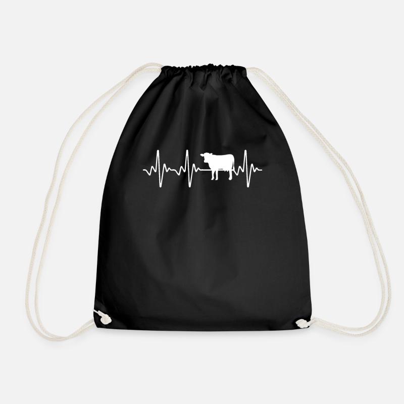 Cow heartbeat - Drawstring Bag - black