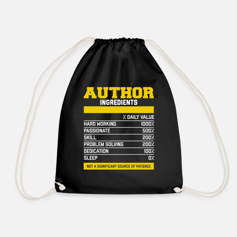 Fantastic Author Ingredients Tee Shirt - Turnbeutel - Schwarz