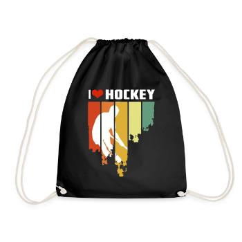 I Love Hockey Hipster Edition - Drawstring Bag - black - Front