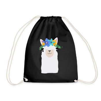 Alpaga avec des fleurs - Sac de sport léger - noir - Devant