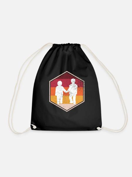 Retro Brother Hexagon Design - Turnbeutel - Schwarz