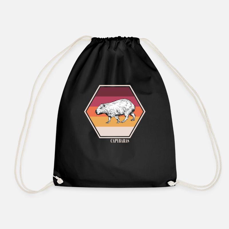 Capybara T shirt - Drawstring Bag - black
