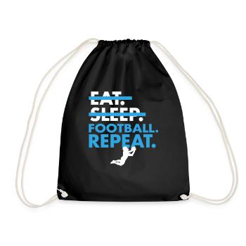 Good Eat Sleep Football Repeat T-shirt - Drawstring Bag - black - Front