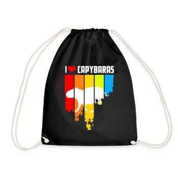 Retro Capybara Design - Turnbeutel - Schwarz - Vorne