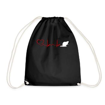 Heartbeat Bever T shirt - Drawstring Bag - black - Front