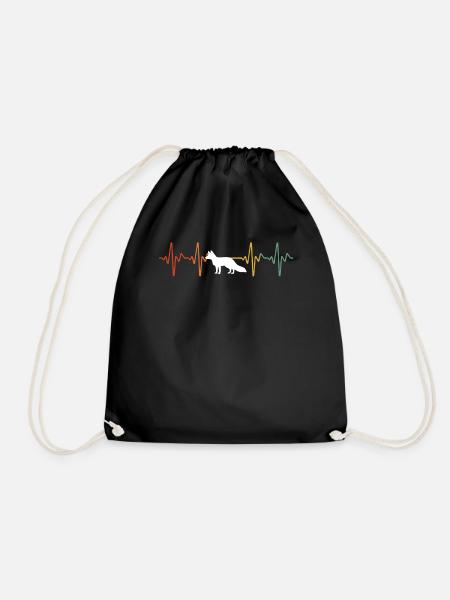 Retro Fox Heartbeat - Turnbeutel - Schwarz