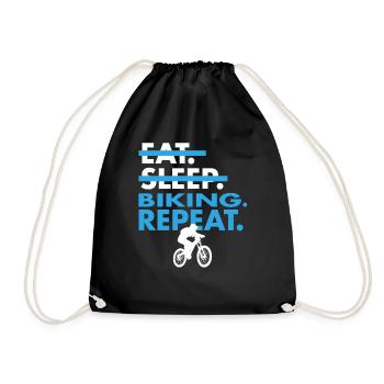Stylish Eat Sleep Biking Repeat Shirt - Drawstring Bag - black - Front