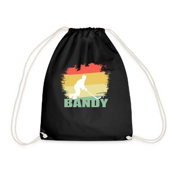 Retro Bandy Tshirt - Drawstring Bag - black - Front