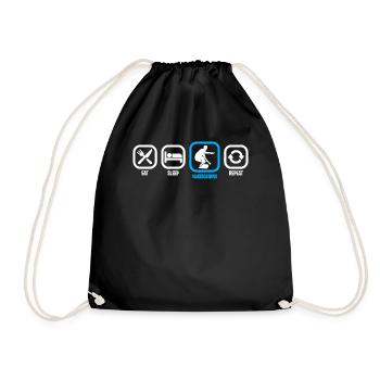 Eat Sleep Wakeboarding Tshirt - Drawstring Bag - black - Front