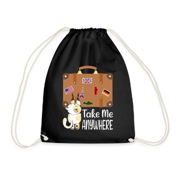 Travel Suitcase Cat Holiday Trip Emigration Summer - Drawstring Bag - black - Front