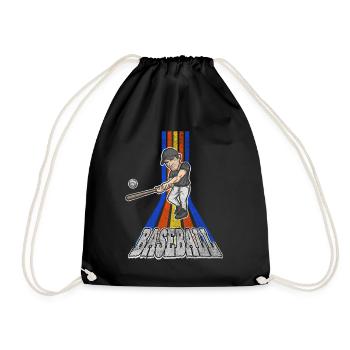 Baseball Baseballspieler USA Sport Vintage Retro - Turnbeutel - Schwarz - Vorne
