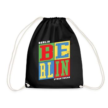 Berlin Germany City Colorful Skyline Home - Drawstring Bag - black - Front
