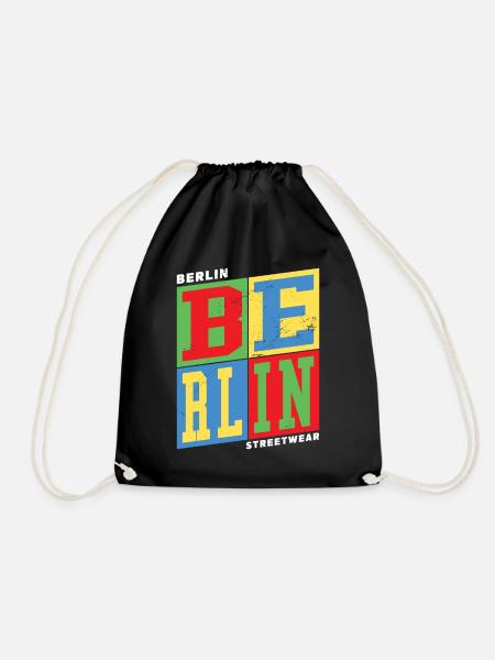 Berlin Germany City Colorful Skyline Home - Drawstring Bag - black